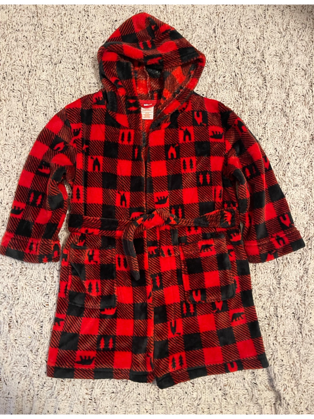 Cat & Jack Red and Black Buffalo Plaid Fleece Robe